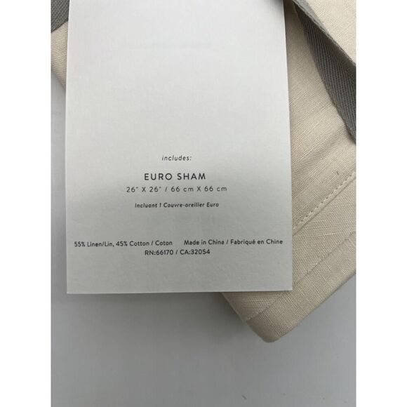 Anthropologie Relaxed Linen Cotton Euro Sham Cream 26 inches - Picture 4 of 4